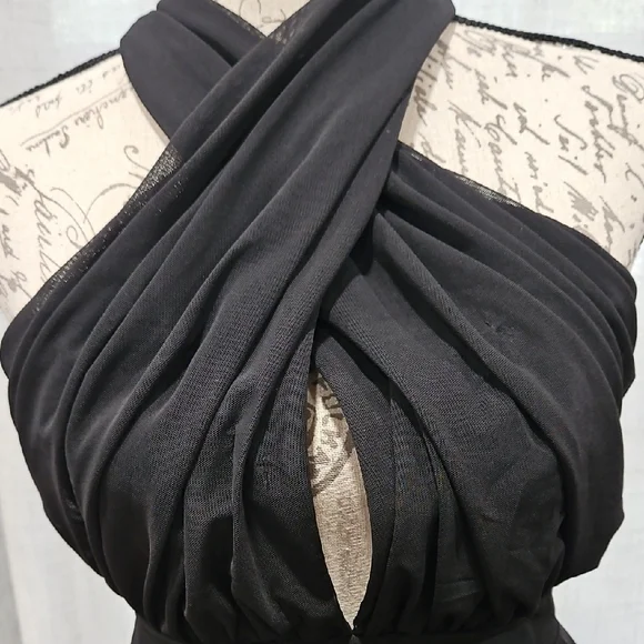 AKIRA Black Structured Mesh Detail Dressy Top - Picture 2 of 6